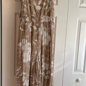 Elegant Floral Brown Jumpsuit